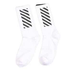 White and Black Off-white Inspired Striped Men's Socks